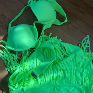 SHEIN Neon Green Fringe Bikini Set